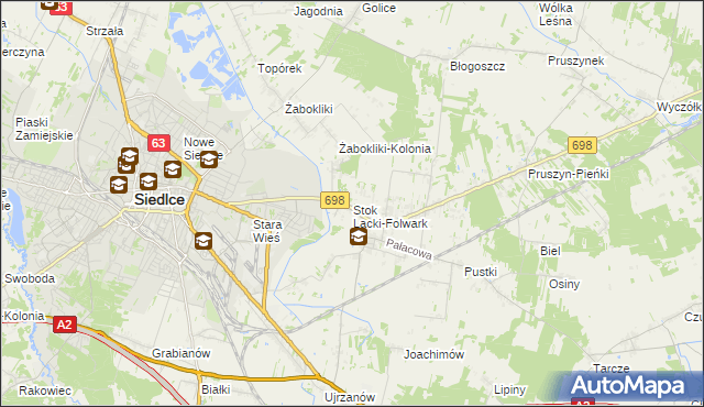 mapa Stok Lacki-Folwark, Stok Lacki-Folwark na mapie Targeo