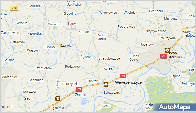 mapa Stręgoborzyce, Stręgoborzyce na mapie Targeo