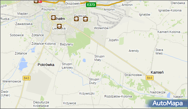 mapa Strupin Mały, Strupin Mały na mapie Targeo