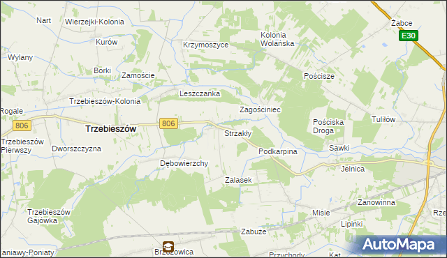 mapa Strzakły, Strzakły na mapie Targeo