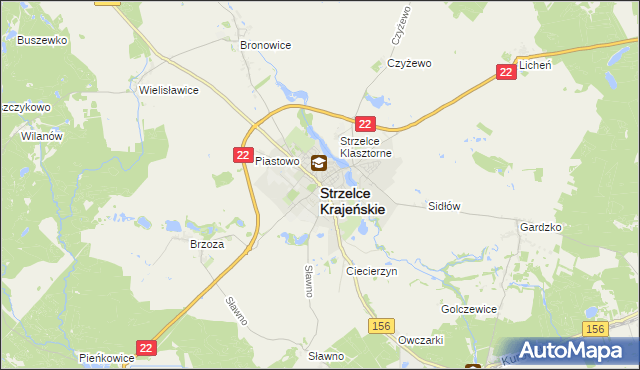 mapa Strzelce Krajeńskie, Strzelce Krajeńskie na mapie Targeo