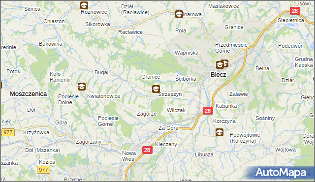 mapa Strzeszyn gmina Biecz, Strzeszyn gmina Biecz na mapie Targeo
