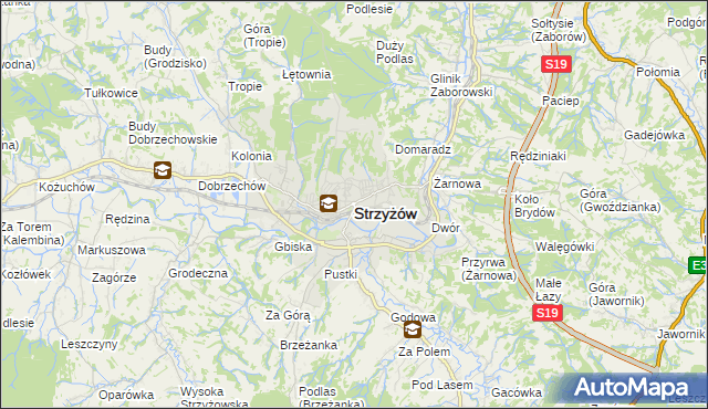 mapa Strzyżów, Strzyżów na mapie Targeo