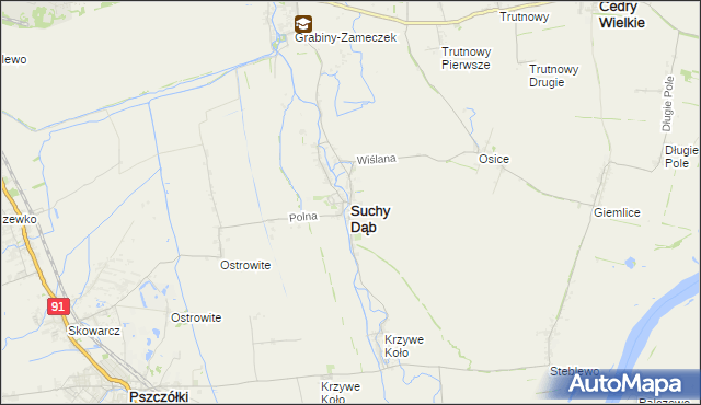 mapa Suchy Dąb, Suchy Dąb na mapie Targeo