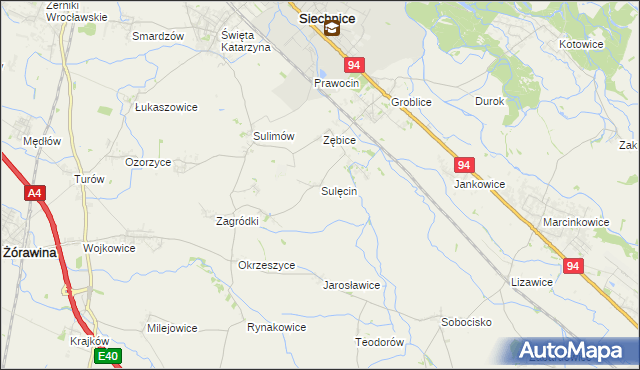 mapa Sulęcin gmina Siechnice, Sulęcin gmina Siechnice na mapie Targeo