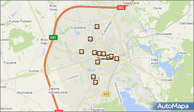mapa Suwałk, Suwałki na mapie Targeo