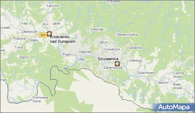 mapa Szczawnica, Szczawnica na mapie Targeo