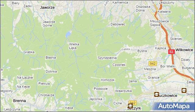mapa Szyndzielnia, Szyndzielnia na mapie Targeo