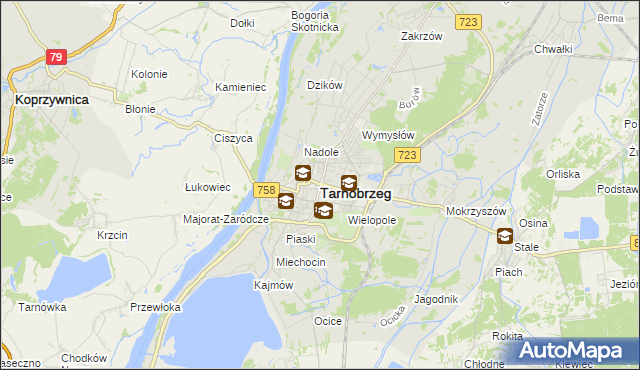 mapa Tarnobrzegu, Tarnobrzeg na mapie Targeo