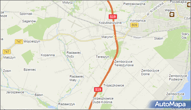 mapa Tereszyn, Tereszyn na mapie Targeo
