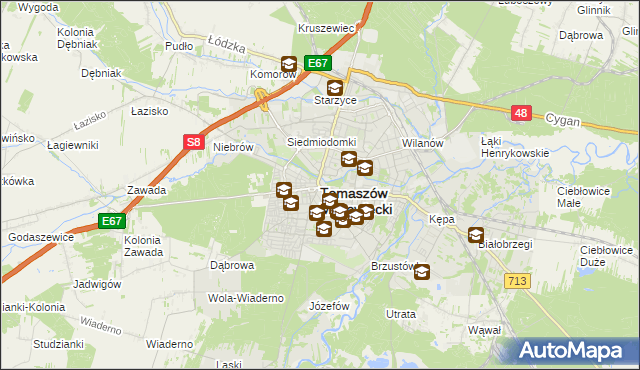 mapa Tomaszów Mazowiecki, Tomaszów Mazowiecki na mapie Targeo