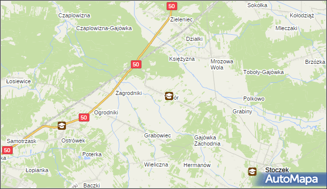 mapa Topór gmina Stoczek, Topór gmina Stoczek na mapie Targeo