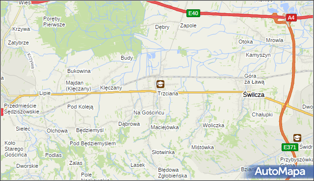 mapa Trzciana gmina Świlcza, Trzciana gmina Świlcza na mapie Targeo