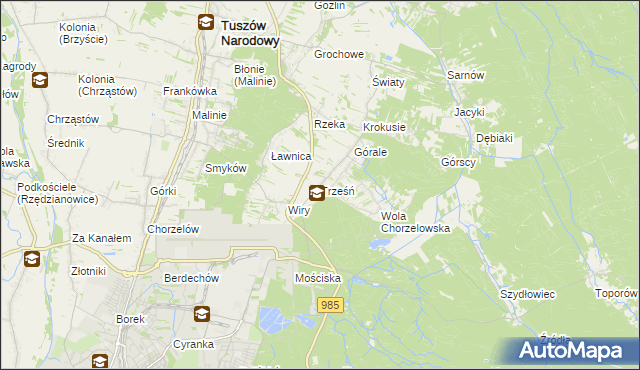 mapa Trześń gmina Mielec, Trześń gmina Mielec na mapie Targeo