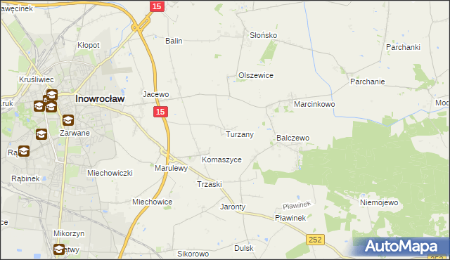 mapa Turzany gmina Inowrocław, Turzany gmina Inowrocław na mapie Targeo