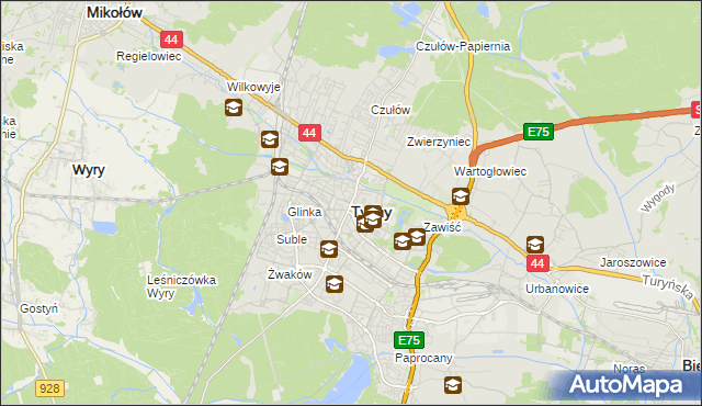 mapa Tychów, Tychy na mapie Targeo