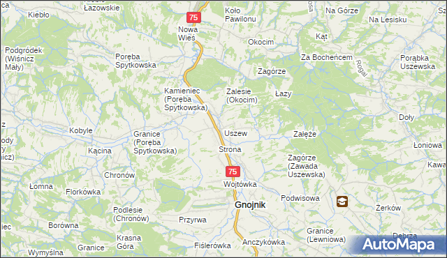 mapa Uszew, Uszew na mapie Targeo