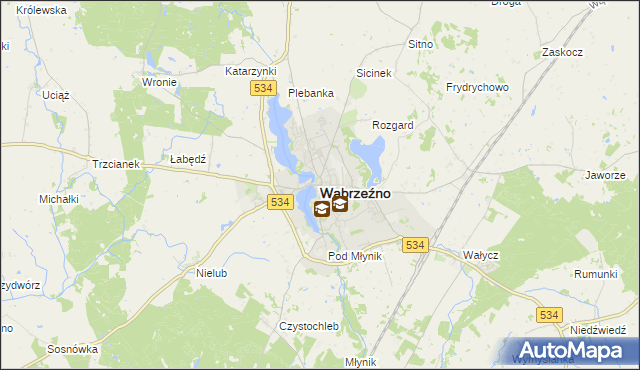 mapa Wąbrzeźno, Wąbrzeźno na mapie Targeo