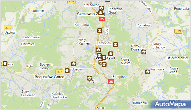 mapa Wałbrzycha, Wałbrzych na mapie Targeo