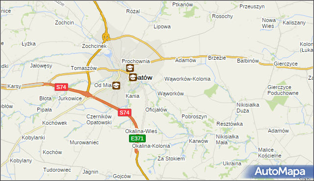 mapa Wąworków, Wąworków na mapie Targeo