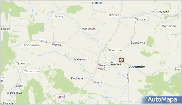mapa Wielkie gmina Abramów, Wielkie gmina Abramów na mapie Targeo