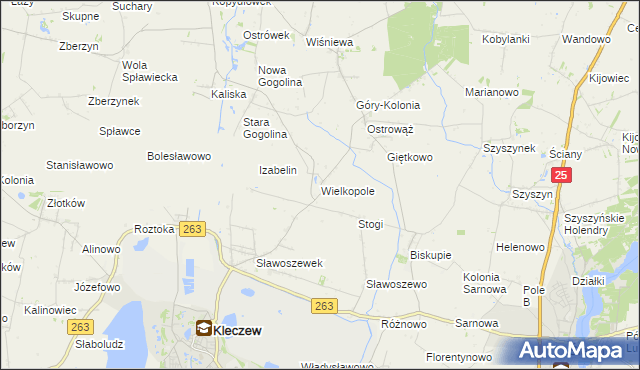 mapa Wielkopole gmina Kleczew, Wielkopole gmina Kleczew na mapie Targeo