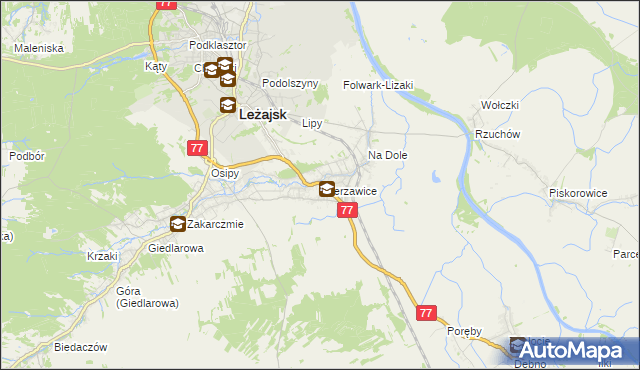 mapa Wierzawice, Wierzawice na mapie Targeo