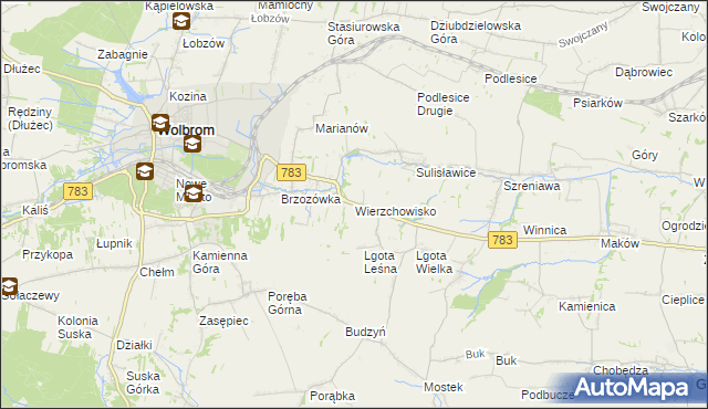mapa Wierzchowisko gmina Wolbrom, Wierzchowisko gmina Wolbrom na mapie Targeo