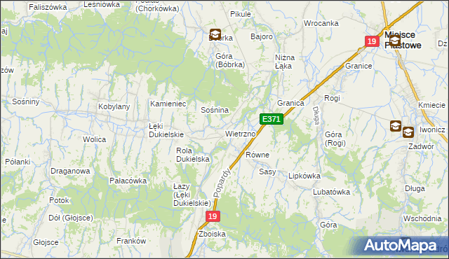 mapa Wietrzno gmina Dukla, Wietrzno gmina Dukla na mapie Targeo