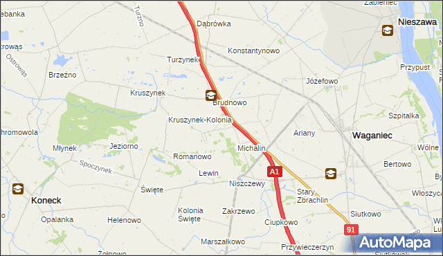 mapa Wiktoryn gmina Waganiec, Wiktoryn gmina Waganiec na mapie Targeo