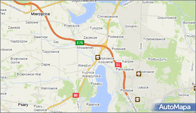 mapa Wojkowice Kościelne, Wojkowice Kościelne na mapie Targeo