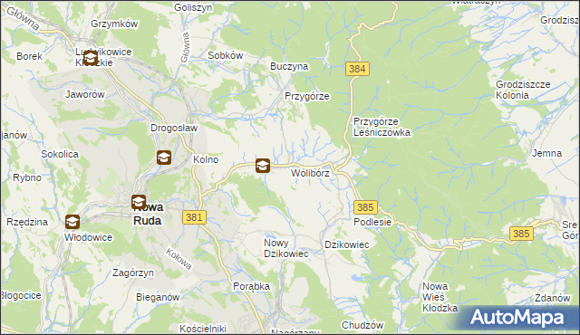 mapa Wolibórz, Wolibórz na mapie Targeo