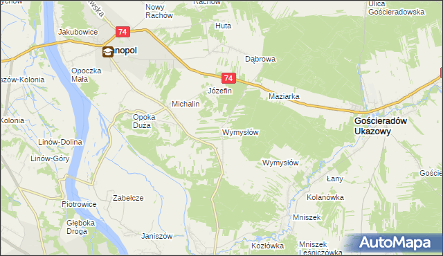 mapa Wymysłów gmina Annopol, Wymysłów gmina Annopol na mapie Targeo