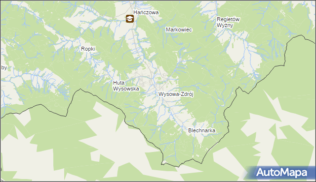 mapa Wysowa-Zdrój, Wysowa-Zdrój na mapie Targeo