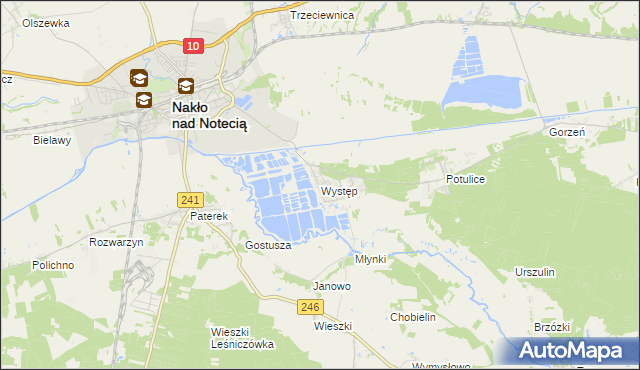 mapa Występ gmina Nakło nad Notecią, Występ gmina Nakło nad Notecią na mapie Targeo