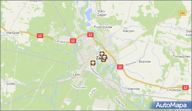 mapa Żagań, Żagań na mapie Targeo