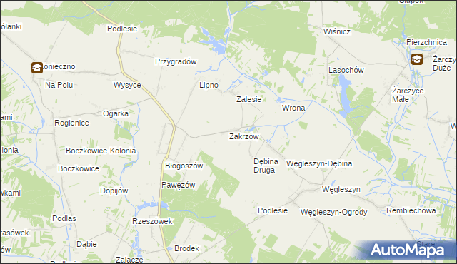 mapa Zakrzów gmina Oksa, Zakrzów gmina Oksa na mapie Targeo