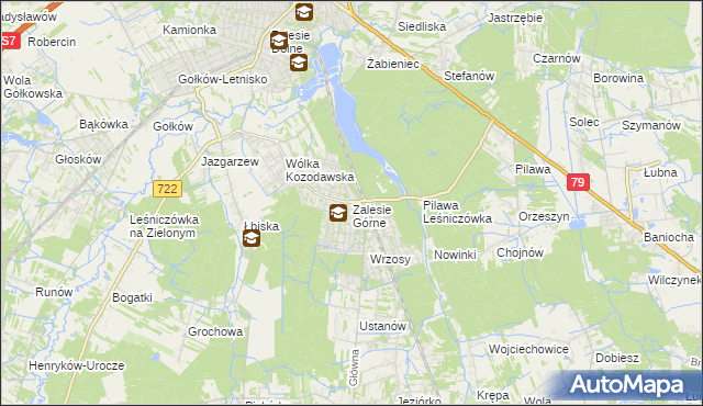 mapa Zalesie Górne, Zalesie Górne na mapie Targeo