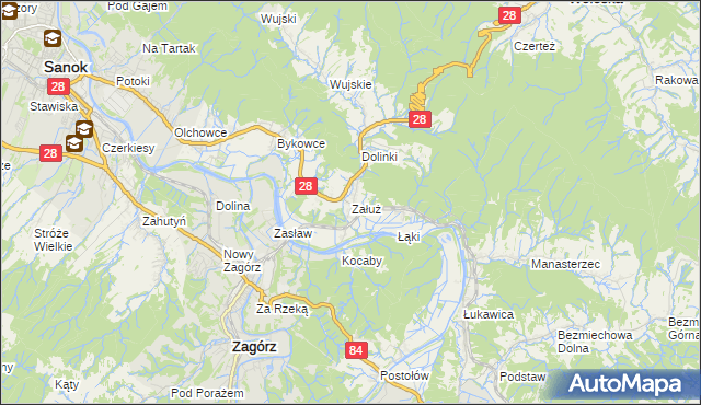 mapa Załuż, Załuż na mapie Targeo