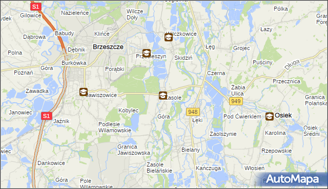 mapa Zasole, Zasole na mapie Targeo