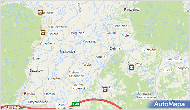 mapa Zatoka gmina Bochnia, Zatoka gmina Bochnia na mapie Targeo