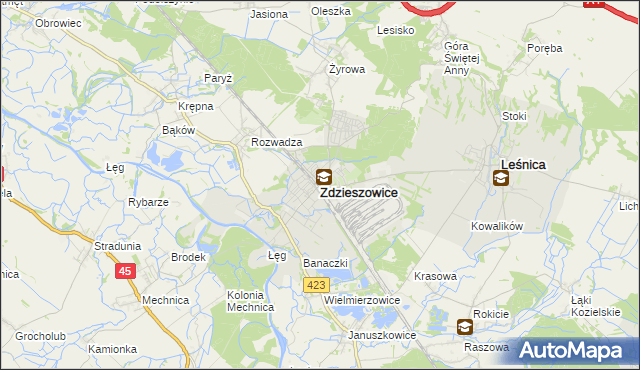 mapa Zdzieszowice, Zdzieszowice na mapie Targeo
