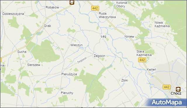 mapa Żegocin gmina Czermin, Żegocin gmina Czermin na mapie Targeo