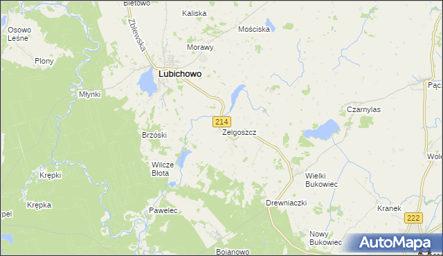 mapa Zelgoszcz gmina Lubichowo, Zelgoszcz gmina Lubichowo na mapie Targeo