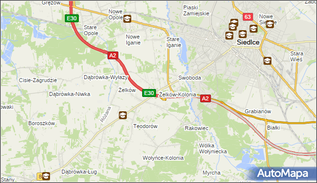 mapa Żelków-Kolonia, Żelków-Kolonia na mapie Targeo