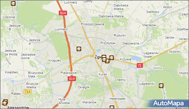 mapa Zgierz, Zgierz na mapie Targeo