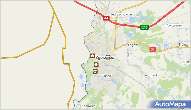 mapa Zgorzelec, Zgorzelec na mapie Targeo