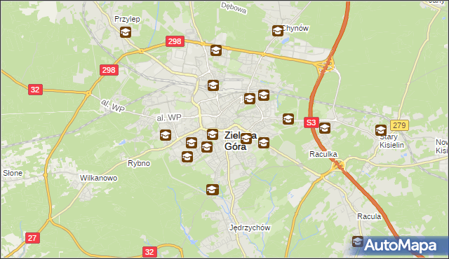 mapa Zielona Góra, Zielona Góra na mapie Targeo