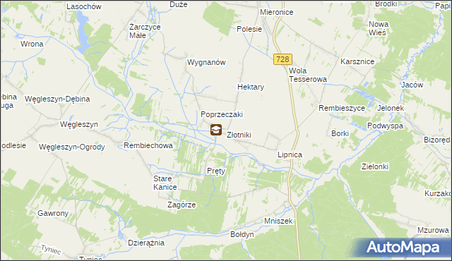 mapa Złotniki gmina Małogoszcz, Złotniki gmina Małogoszcz na mapie Targeo
