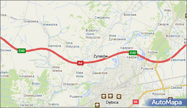 mapa Żyraków, Żyraków na mapie Targeo